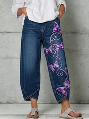 Women's Animal Butterfly Art Print Trousers