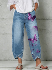 Women's Animal Butterfly Art Print Trousers
