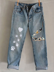 Women's Dog Art Print Casual Pants