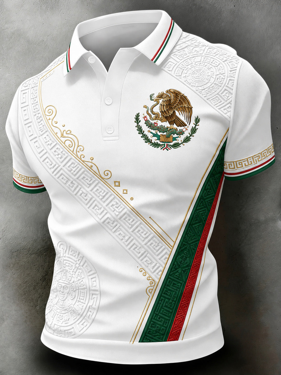 Men's Mexican Aztec Totem Art Print Polo