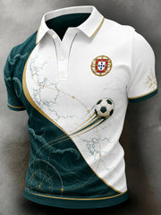 Men's Portugal Football Match Support Art Print Polo