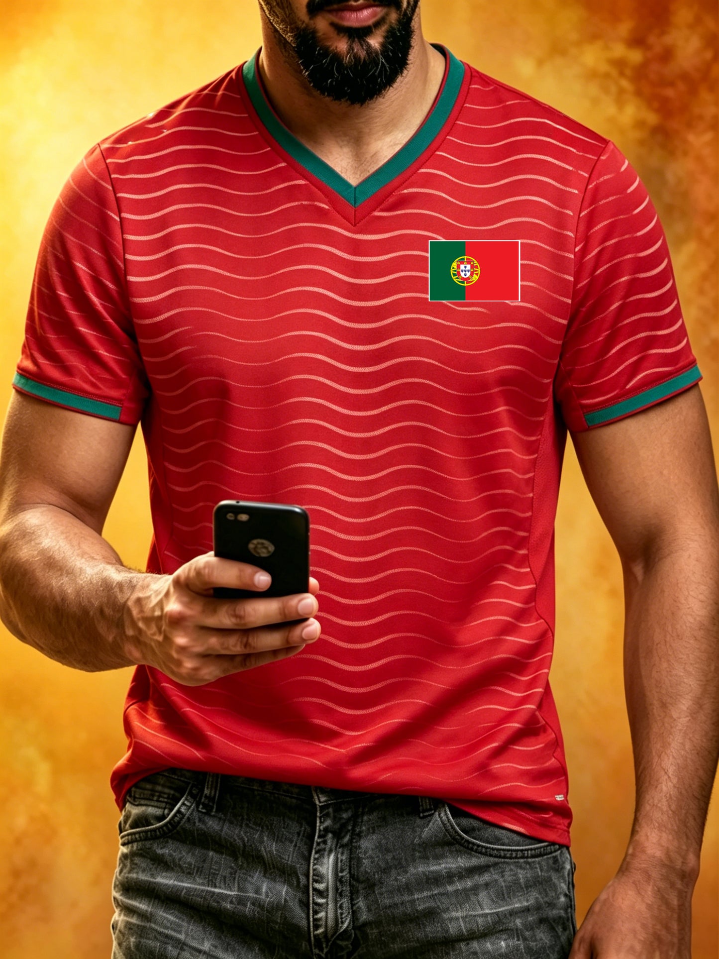Men's Portugal Football Match Cheer Art Print T-Shirt