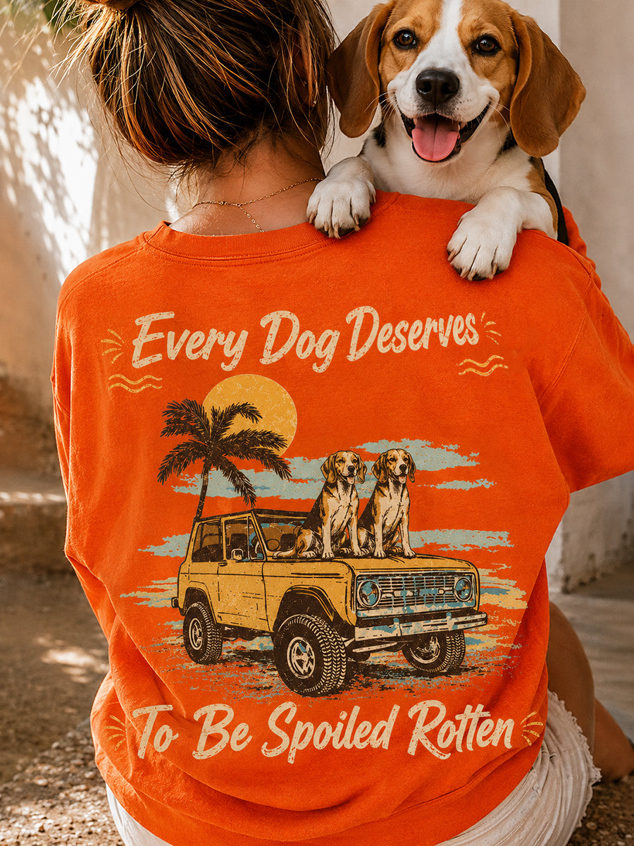 Women's Save The Beagles Print Round Neck T-shirt