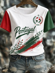 Women's Portuguese Football Match Cheering Art Print T-Shirt