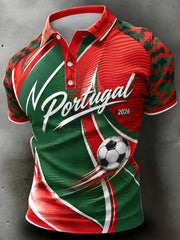 Men's Portugal Football Match Art Print Polo