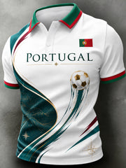 Men's Portugal Football Match Art Print Polo