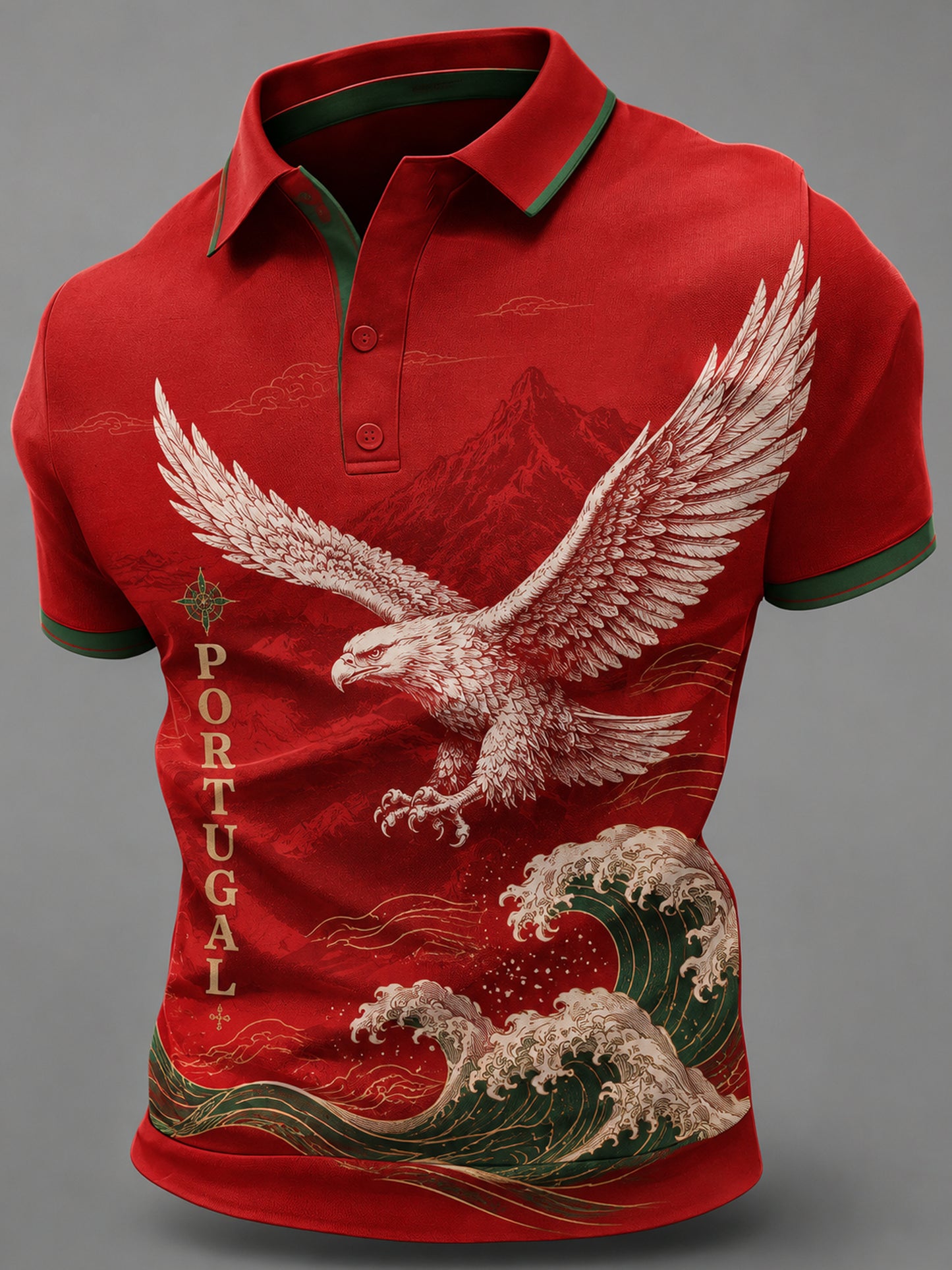 Men's Portugal Football Fan Art Print Polo