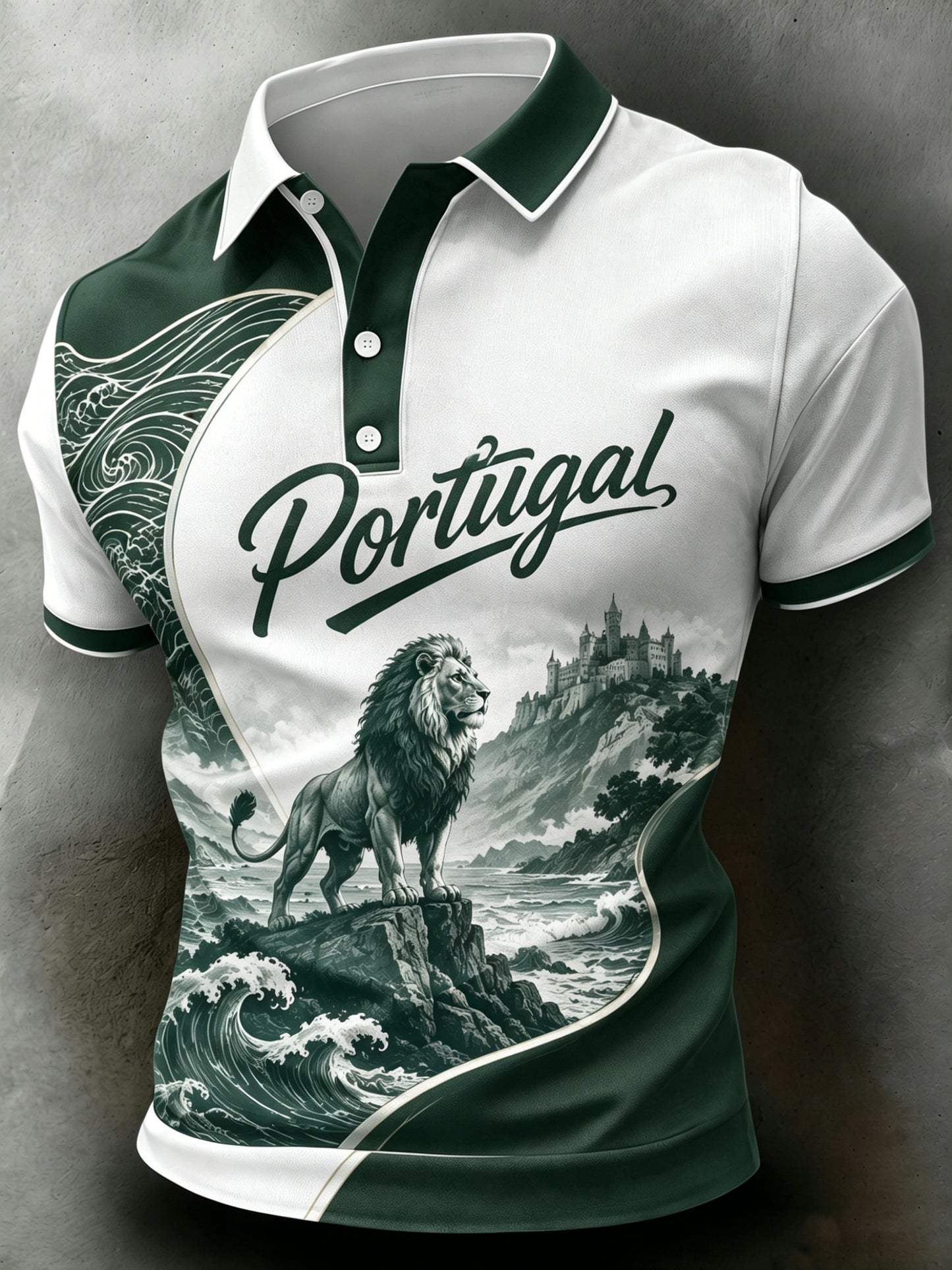 Men's Portugal Football Fan Art Print Polo