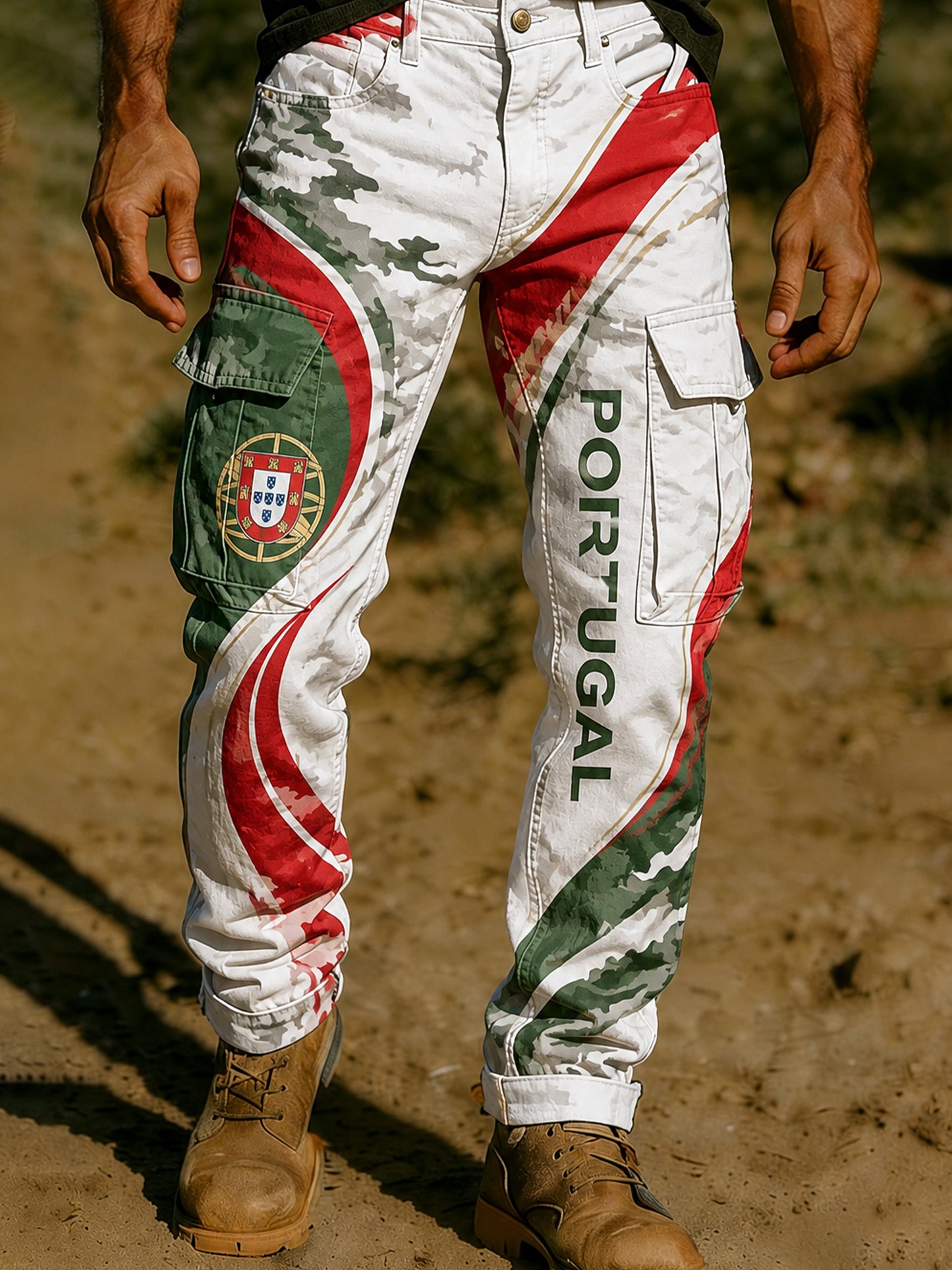 Men's Portugal Football Fan Art Print Trousers