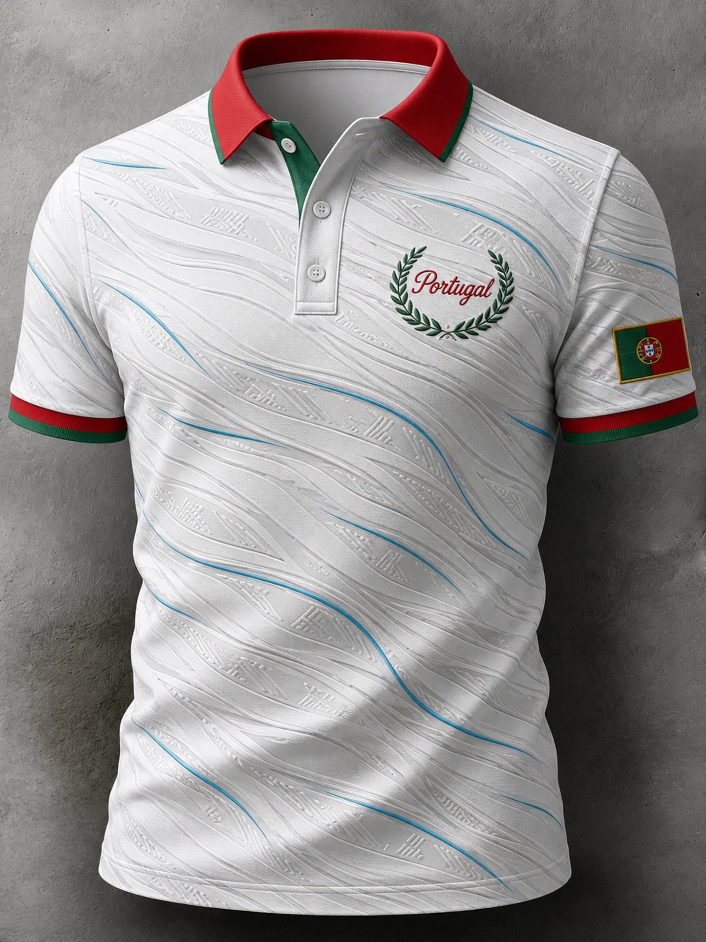 Men's Portugal Football Fan Art Print Polo