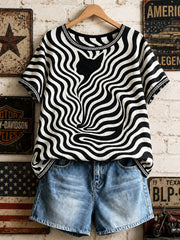 Women's American Retro Geometric Black Cat Tops