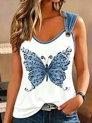 Women's Animal Music Butterfly Print Sleeveless Tank Top