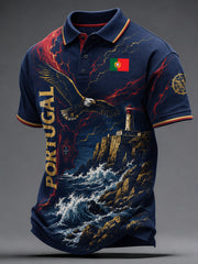Men's Portugal Football Match Cheering Art Print Polo