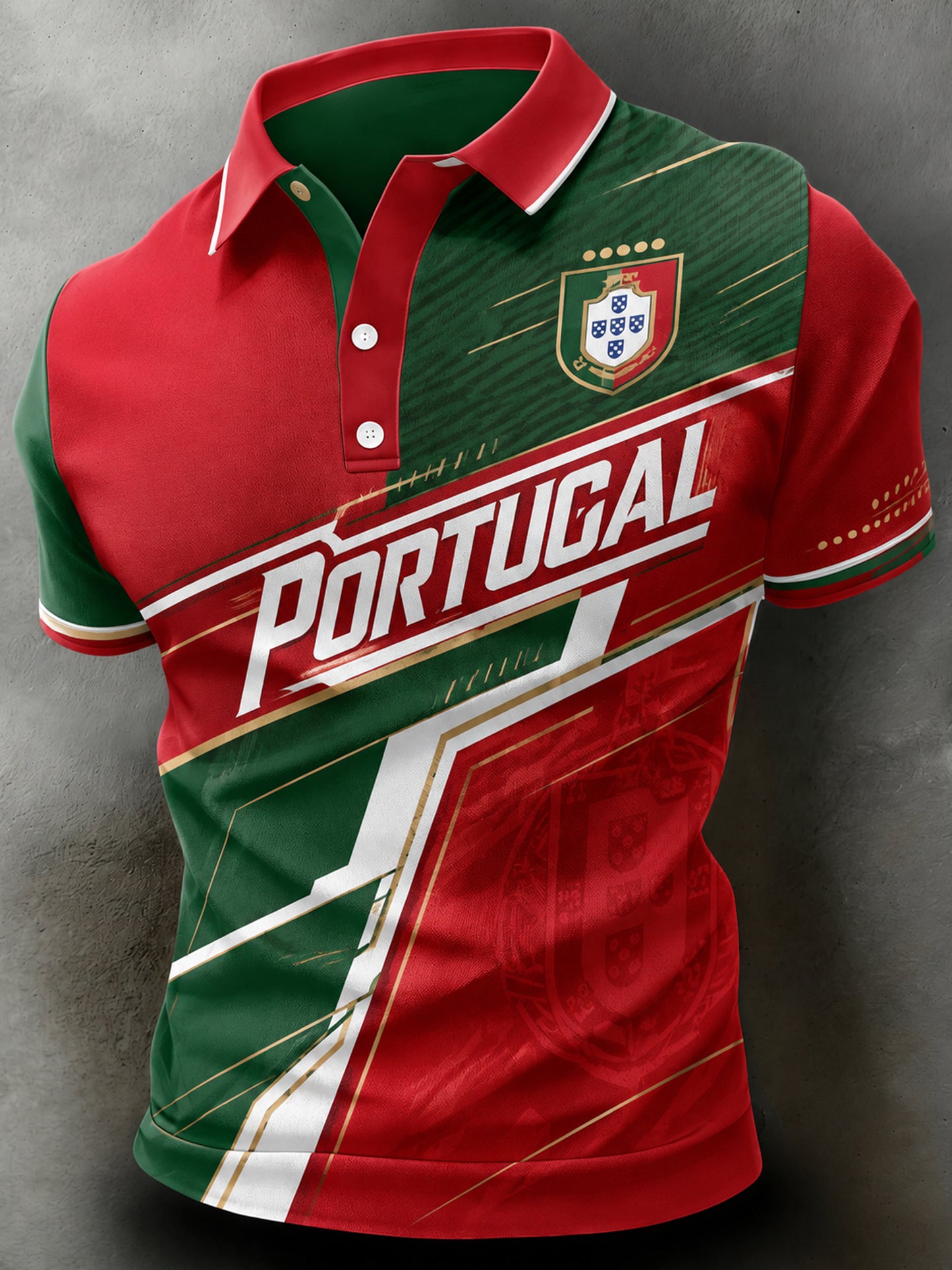 Men's Portugal Football Match Cheering Art Print Polo