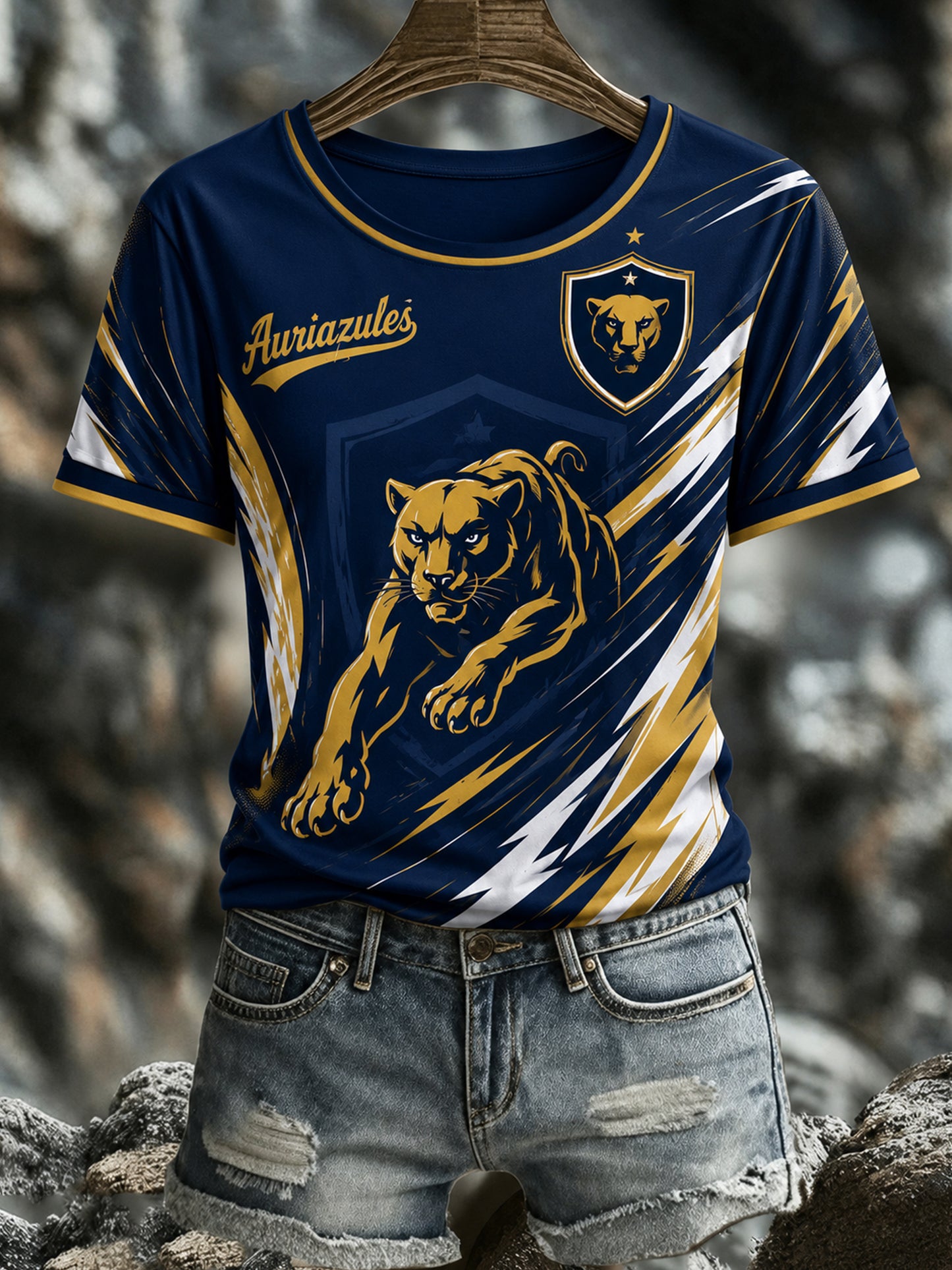 Women's Mexican Pumas Soccer Fan Art Print T-Shirt