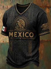 Men's Mexican Football Fan Top with Aztec Totem Art Print