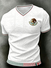 Men's Mexican Football Match Aztec Totem Art Print T-Shirt