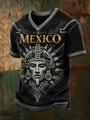 Men's Mexican Football Match Aztec Totem Art Print T-Shirt