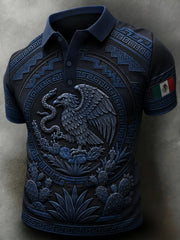 Men's Mexican Football-Themed Polo Shirt With Aztec Totem Art Print