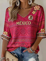 Women's Mexico Football Lover Printed Tops