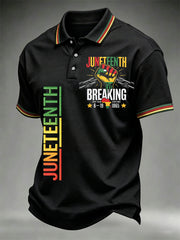 Men's Juneteenth Breaking Every Chain Print Casual Polo