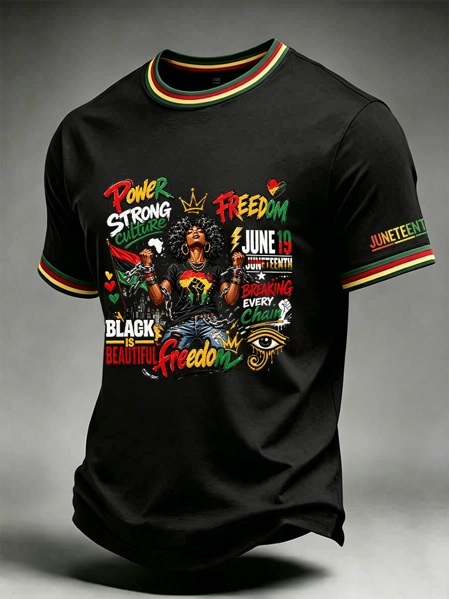 Men's Juneteenth 1865 Print Casual Short Sleeve T-shirt