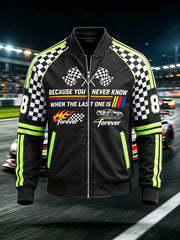 Men's Commemorative Racing Driver Pattern Print Casual Jacket