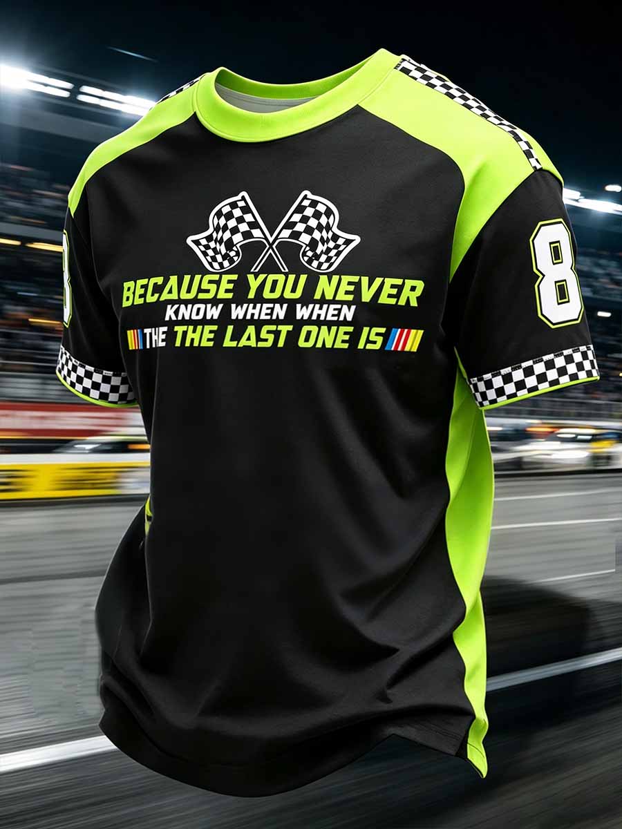 Men's Commemorative Racing Driver Pattern Print Casual T-Shirt