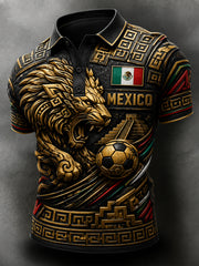 Men's Mexico Football Match Cheering Art Print Polo