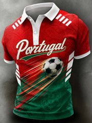 Men's Portugal Football Match Cheering Art Print Polo
