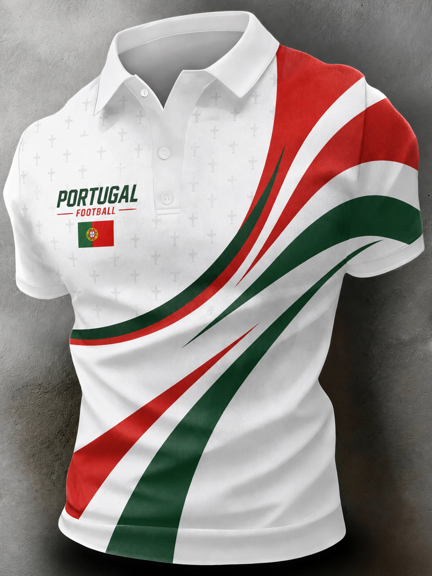 Men's Portugal Football Match Cheering Art Print Polo