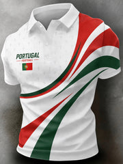 Men's Portugal Football Match Cheering Art Print Polo