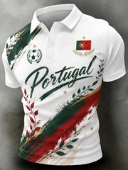 Men's Portugal Football Fan Art Print Polo