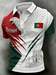 Men's Portugal Football Fan Art-Print Polo Shirt