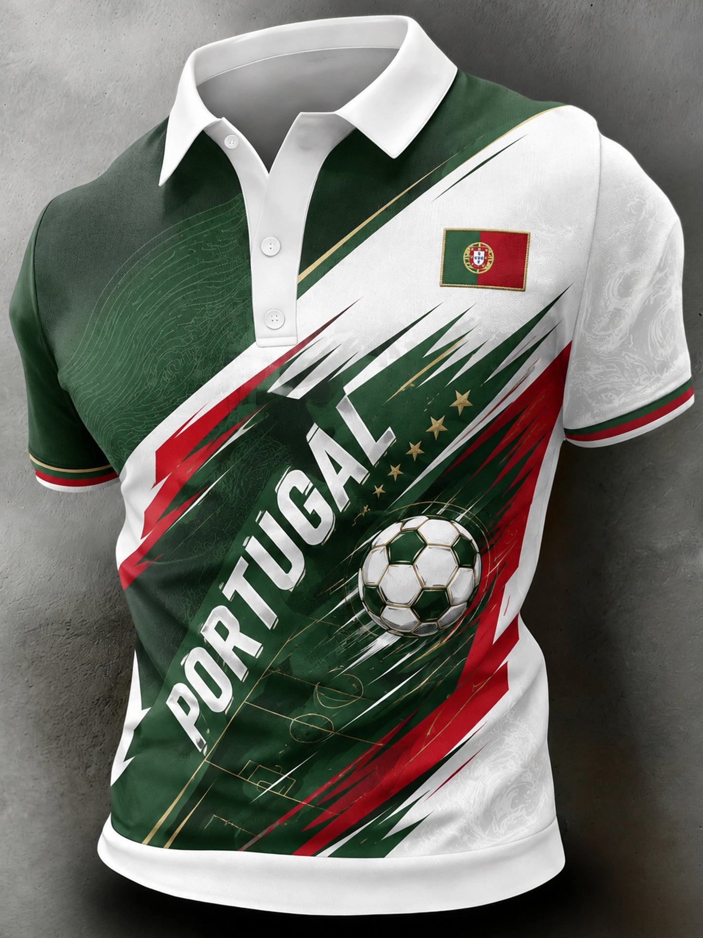 Men's Portugal Football Fan Art Print Polo