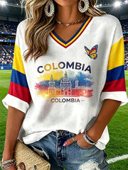 Women's Colombian Football Style Casual T-shirt