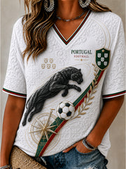 Retro Portugal Football Fan Art Print Casual Jersey