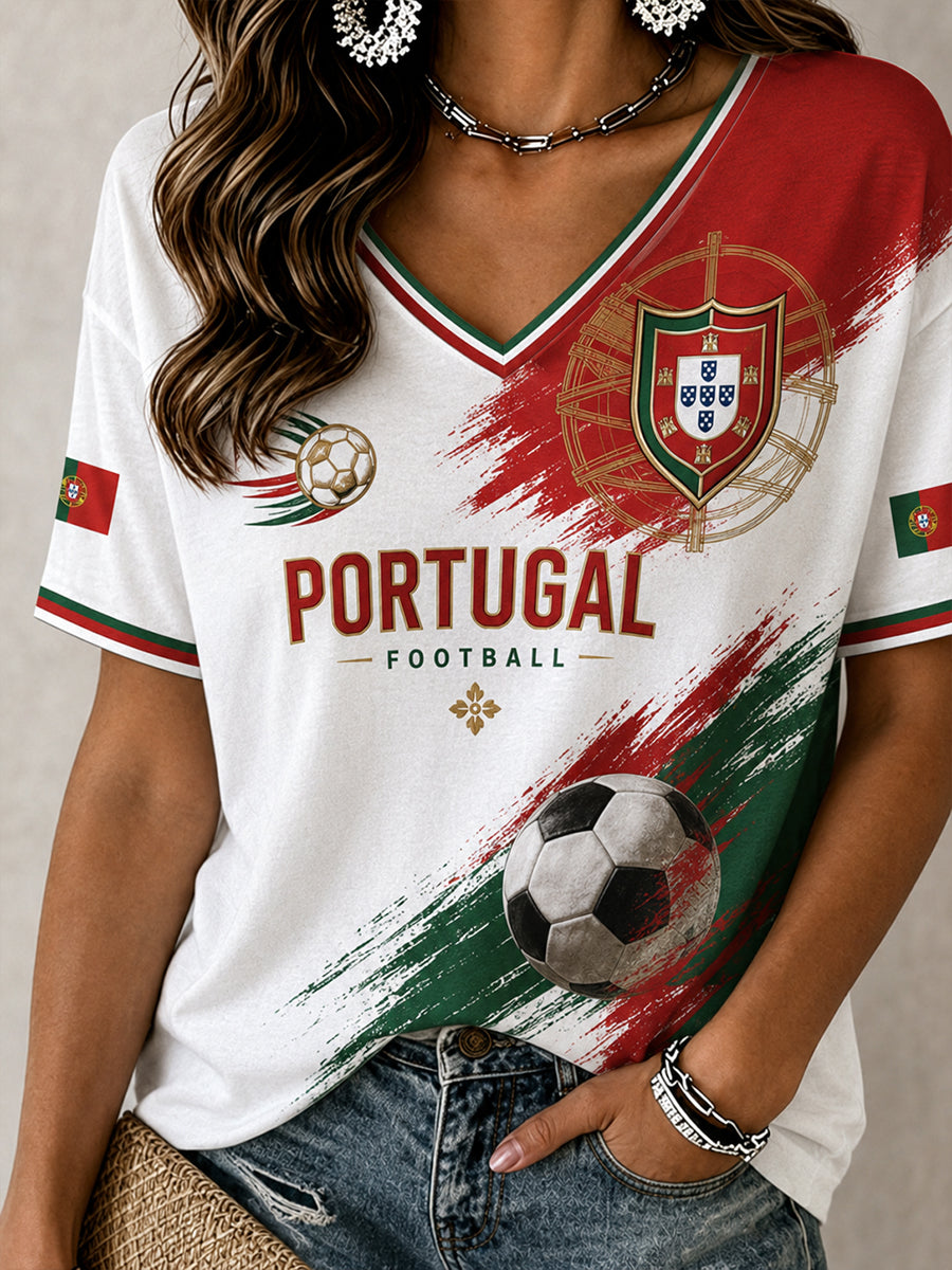 Retro Portugal Football Fan Art Print Casual Jersey