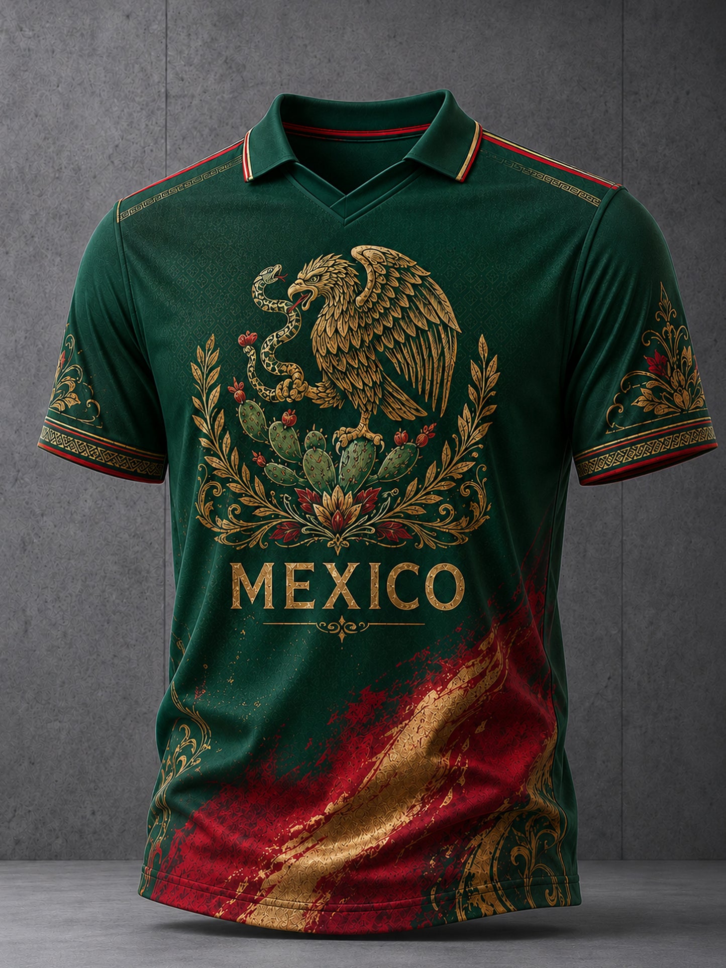 Men's Mexican Football Match Cheering Art Print V-Neck Top
