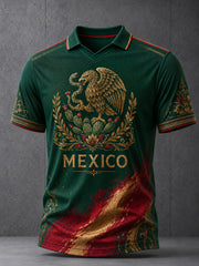 Men's Mexican Football Match Cheering Art Print V-Neck Top