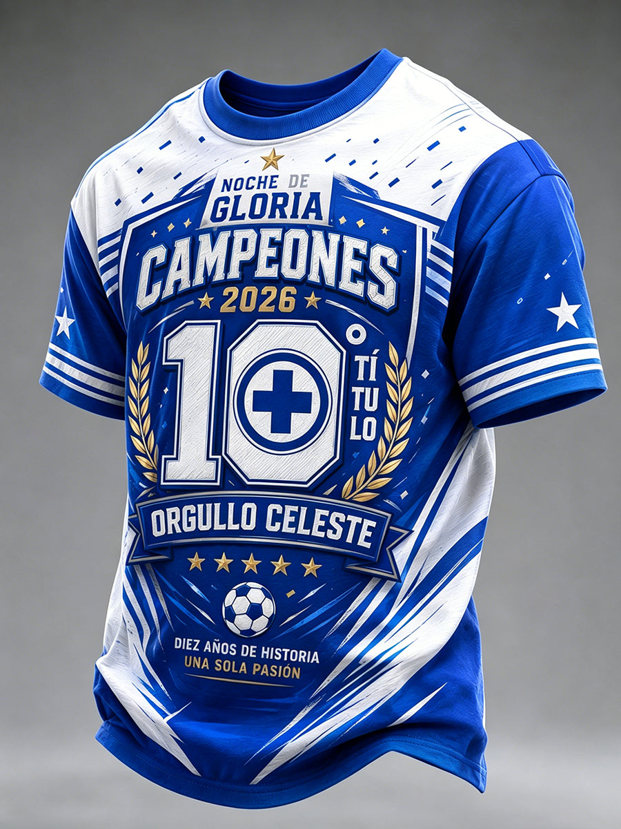 Men's Football-Themed Printed Celebration T-Shirt