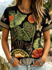 Women's Japanese Art Retro Style Casual Short Sleeve T-shirt