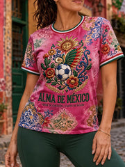 Women's Mexico Football Lover Art Printed T-shirt