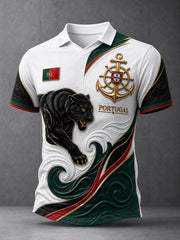 Men's Portugal Football Fan Art Print V-Neck Top