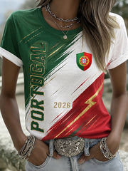 Women's Portugal Football Fan Art Print T-Shirt