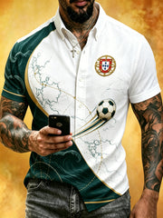 Men's Short-Sleeve Shirt With Artistic Print: Portuguese Football Fan Theme