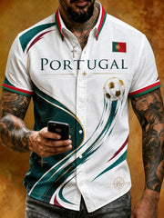 Men's Short-Sleeve Shirt With Artistic Print: Portuguese Football Fan Theme