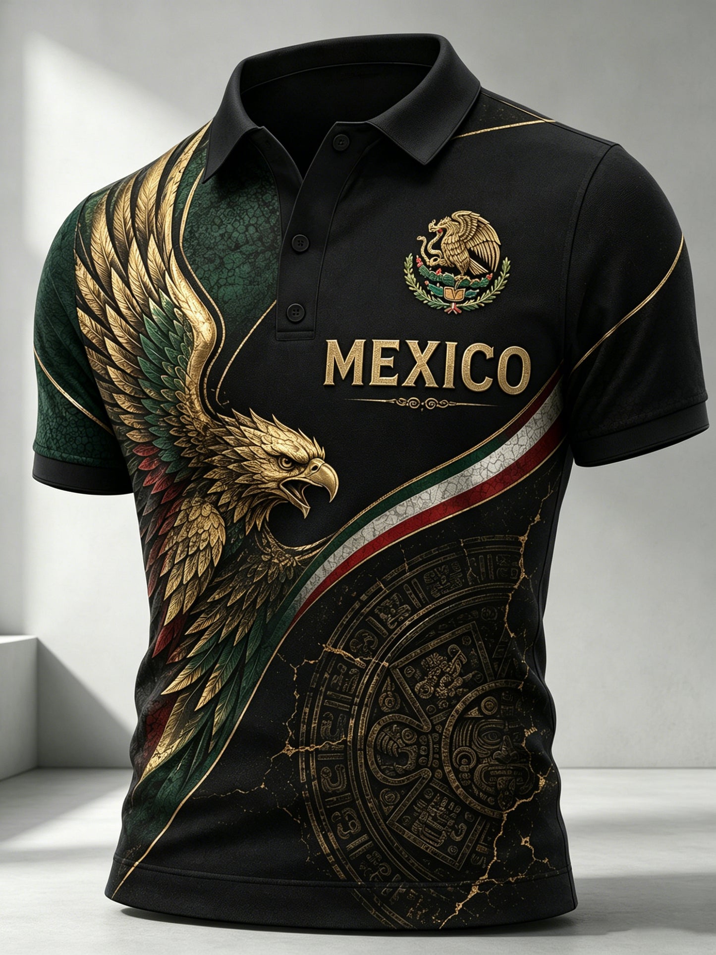 Men's Mexico Football Fan Art Print Polo