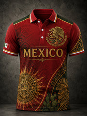 Men's Mexico Football Fan Art Print Polo