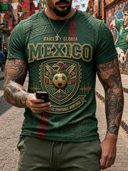 Men's Mexico Football Lover Art Printed T-shirt